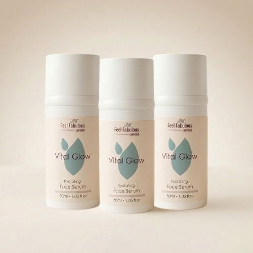 Three bottles of Vital Glow Serum